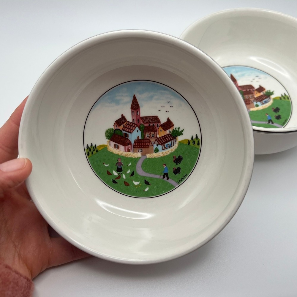 Villeroy & Boch Design Naif Laplau Village Bowls Set of 2 – 5.25" Soup Porcelain
